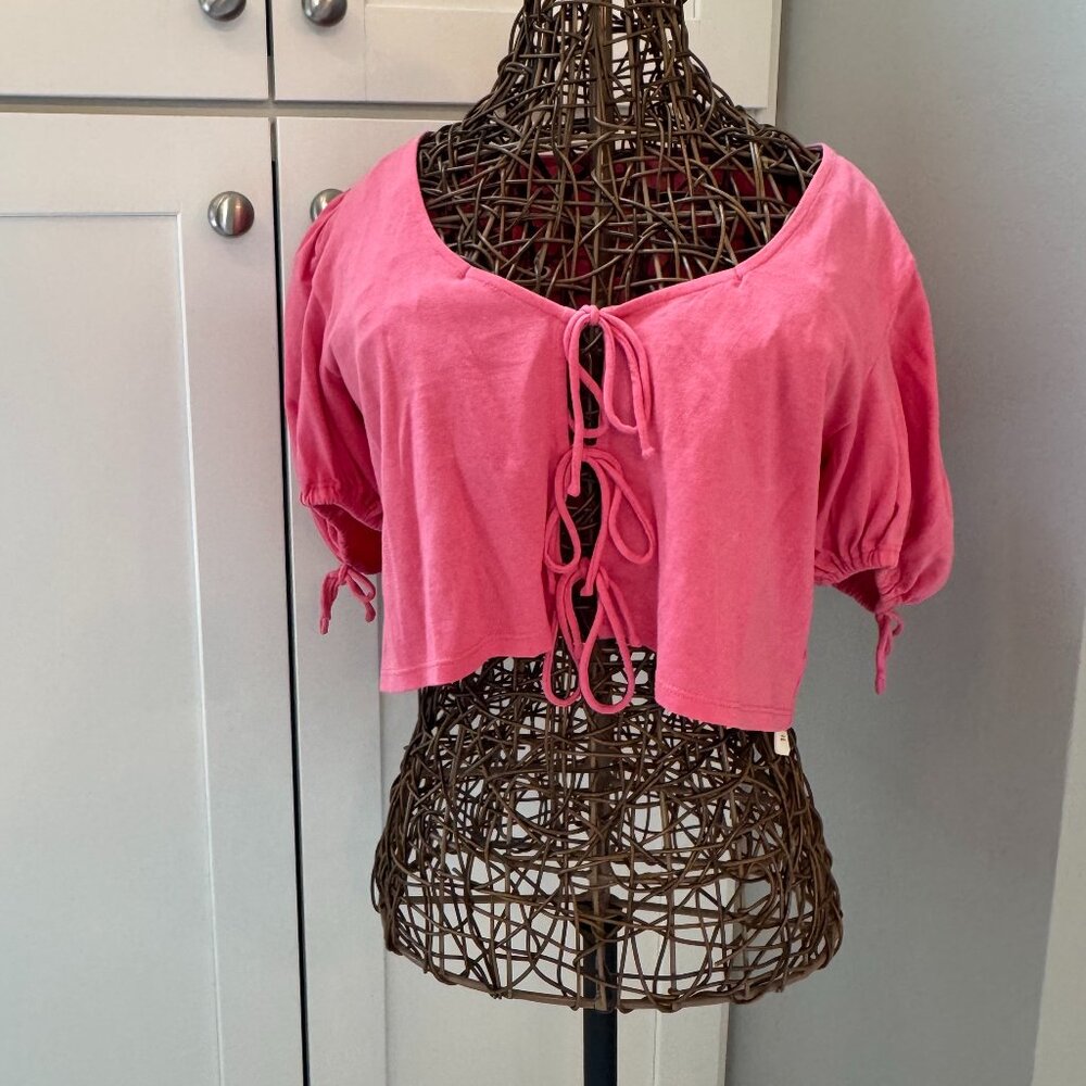 Free People | Kitty Tee Tie Closure | Velvet Rose Pink | Large | Small Stain